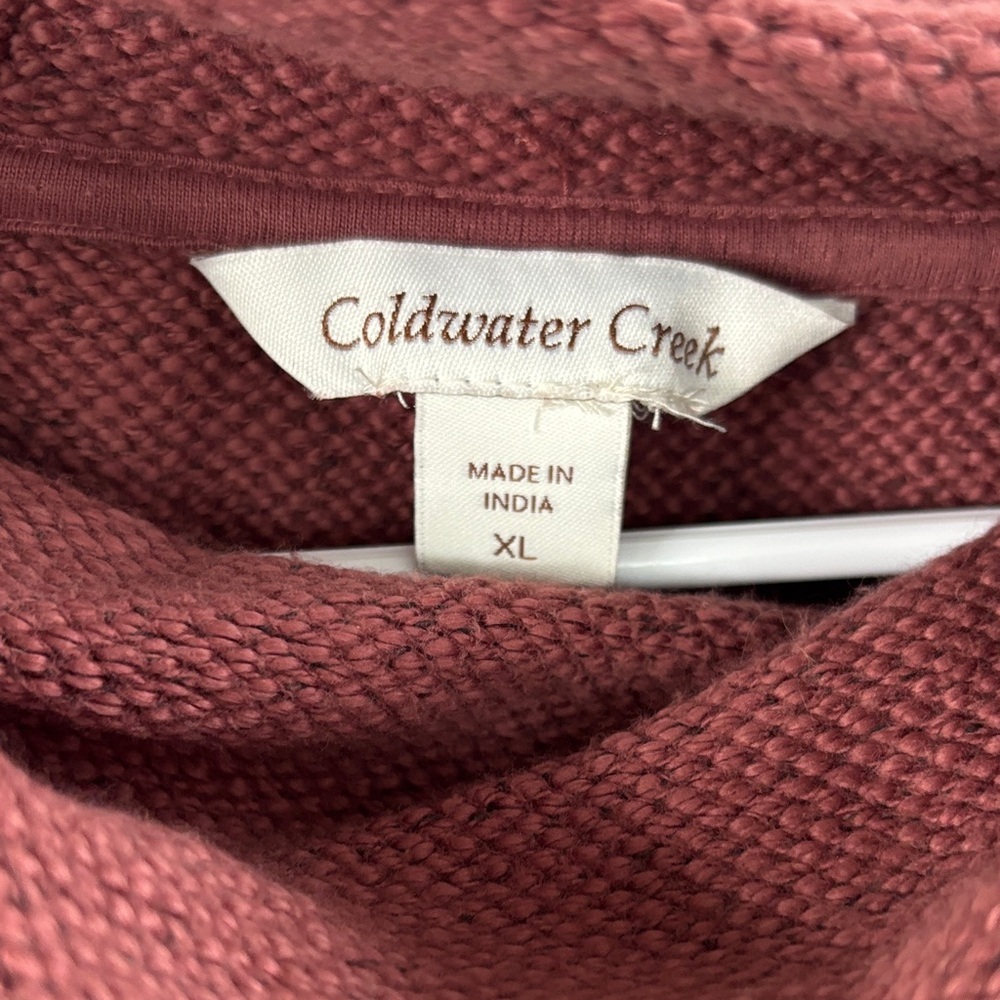 Coldwater Cotton Button Detail Red Cowl Neck Long Sleeve Sweater sz XL - Picture 2 of 7
